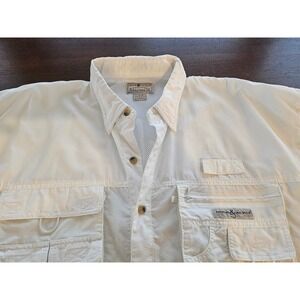 Men's Hook & Tackle Outdoor Fishing Button Vented Shirt XL Key Largo Florida